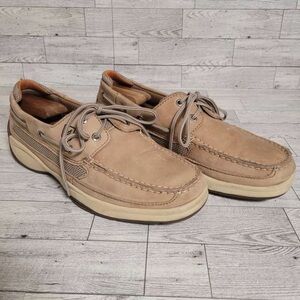 Men's Sperry Top Sider Lanyard 2 Eye Brown Leather Boat Shoes Size 9.5